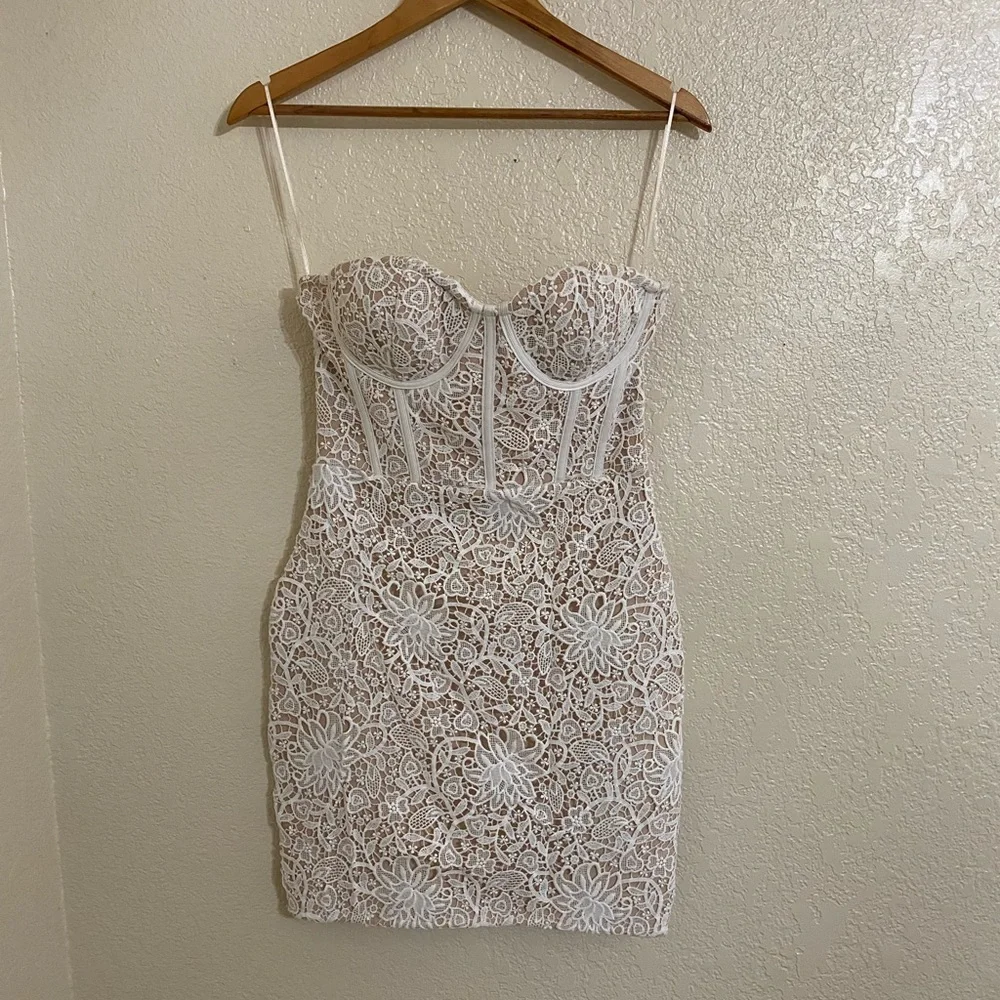 fashion nova white strapless dress Vestido Micro Mini Grace Strapless - Marfil